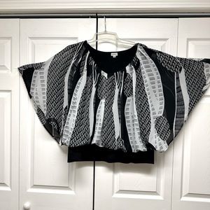 Black and white ballon blouse